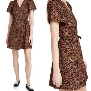 MADEWELL
Flutter-sleeve Wrap Mini Dress Leopard